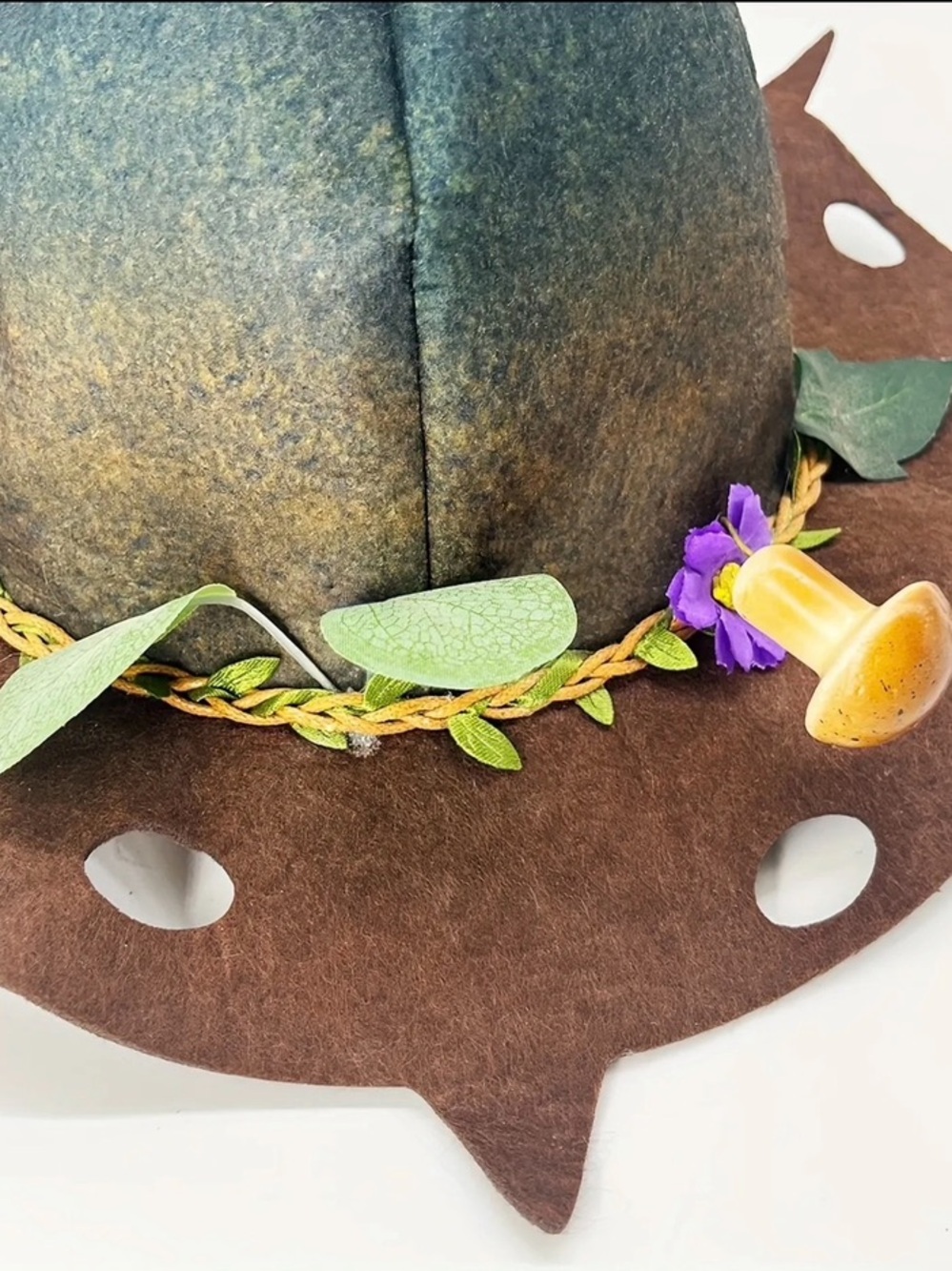 Forest-Inspired Fairy or Elven Mushroom Leaf Wizard Hat - Picture 5 of 8